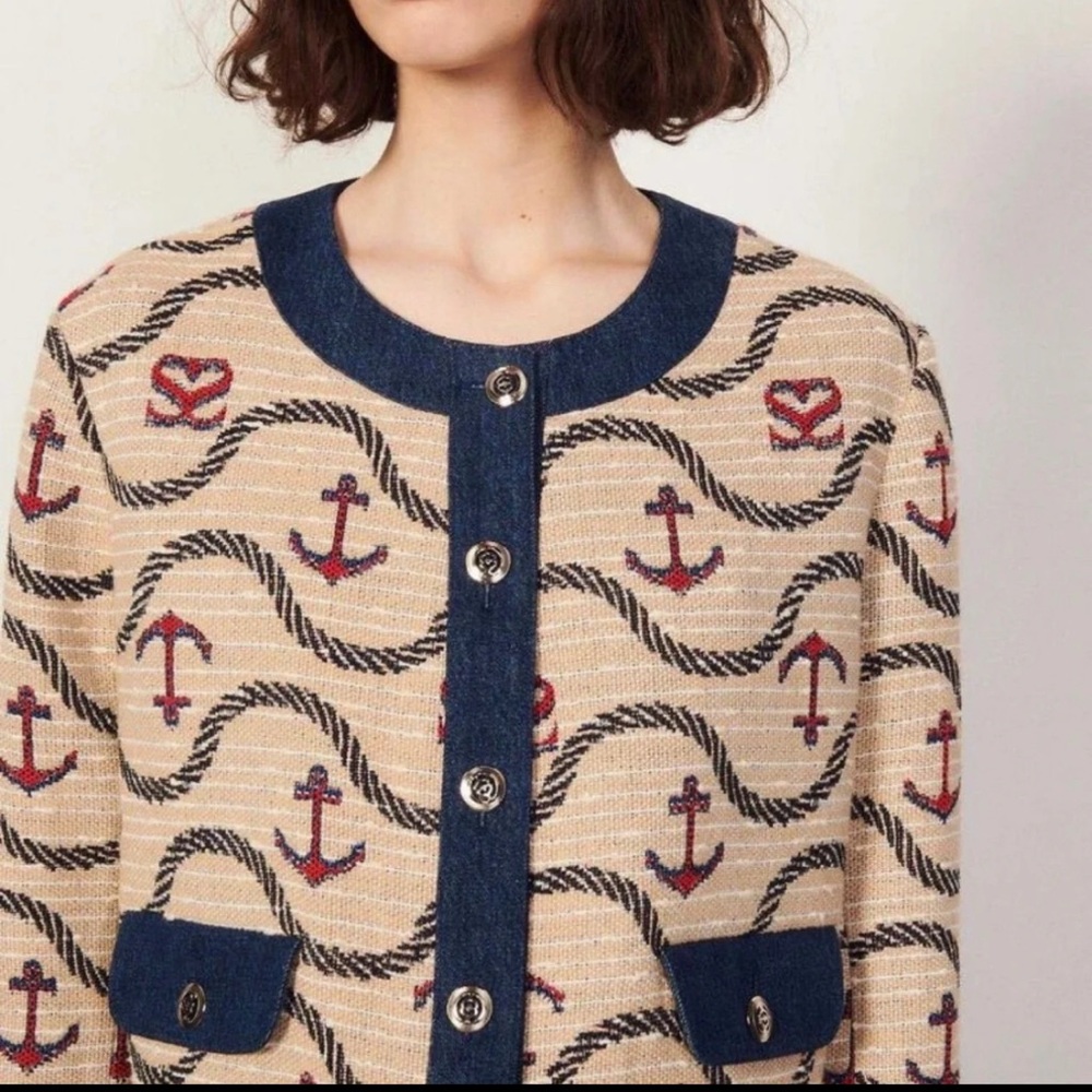 Nautical Anchor Pattern Cardigan - image 4